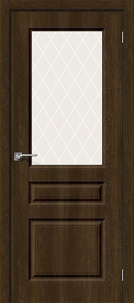 Дверь межкомнатная Браво Скинни-15 Dark Barnwood / White Crystal 