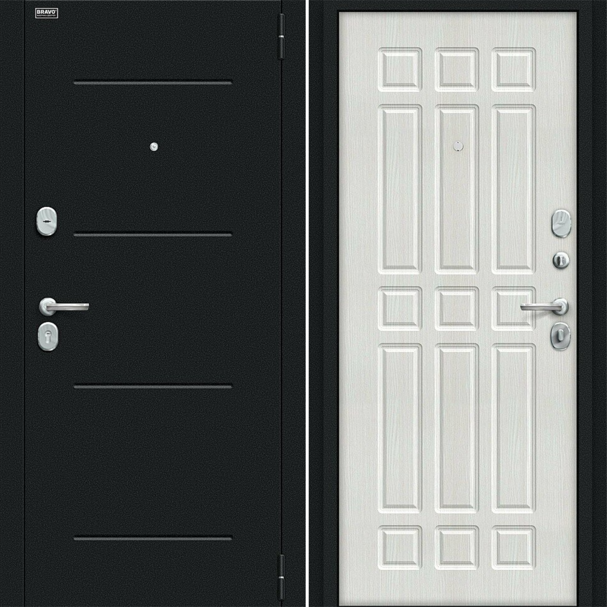 Входная дверь Браво R Мило Букле черное / Bianco Veralinga