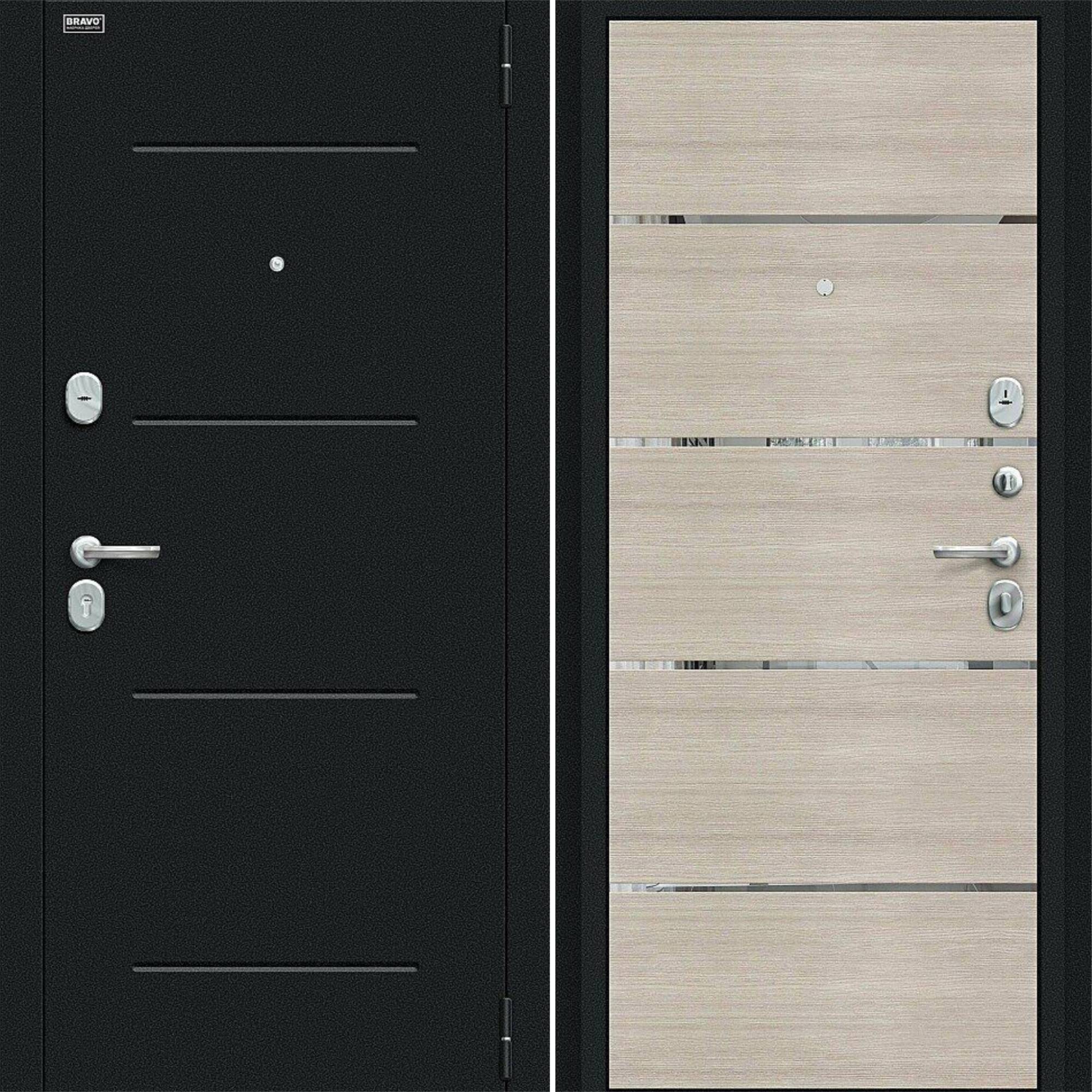 Входная дверь Браво R Лайн Букле черное / Cappuccino Veralinga