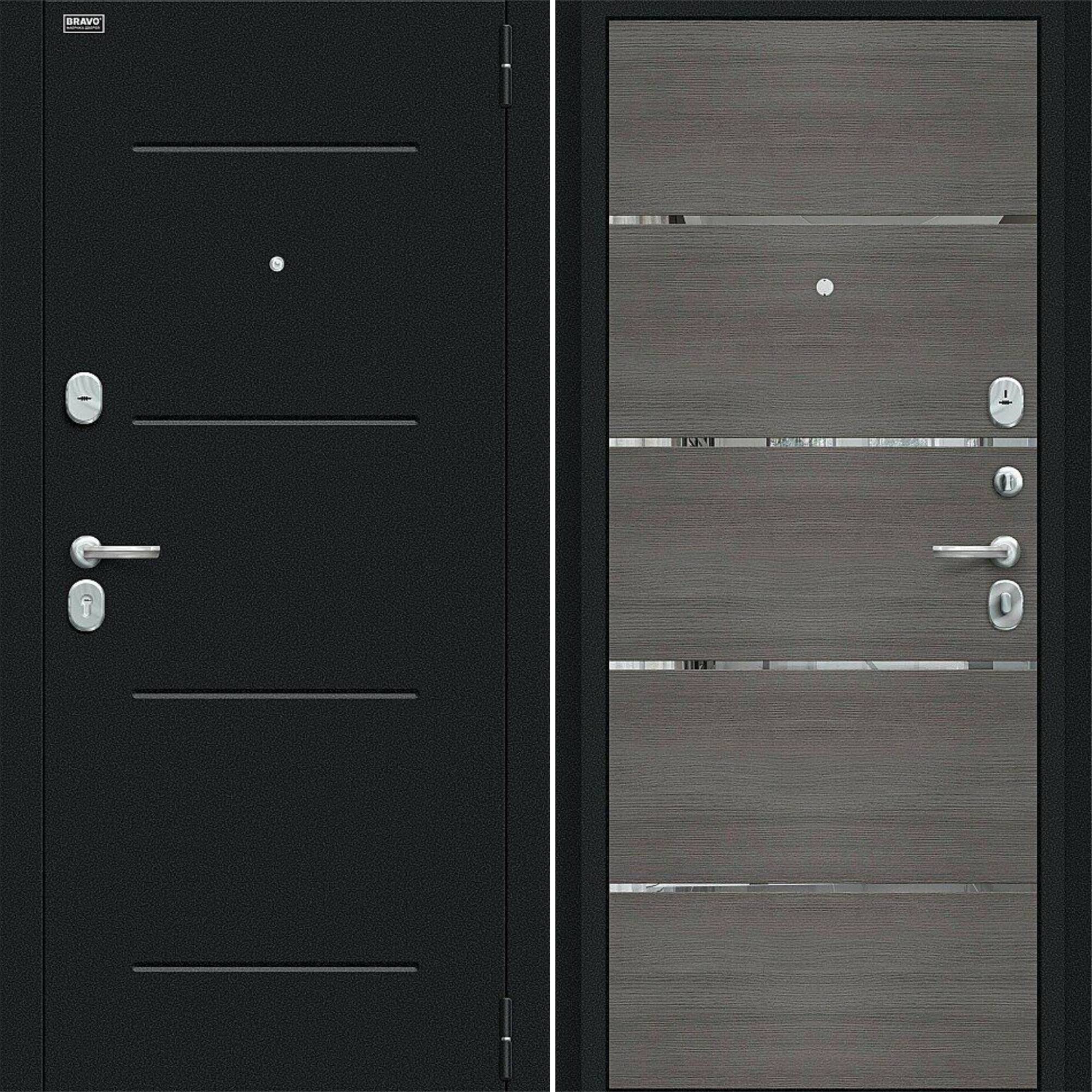 Входная дверь Браво R Лайн Букле черное / Grey Melinga