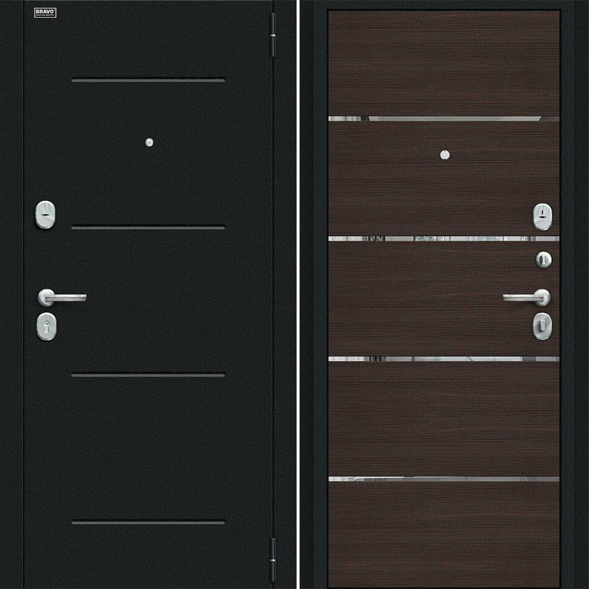 Входная дверь Браво R Лайн Букле черное / Wenge Veralinga