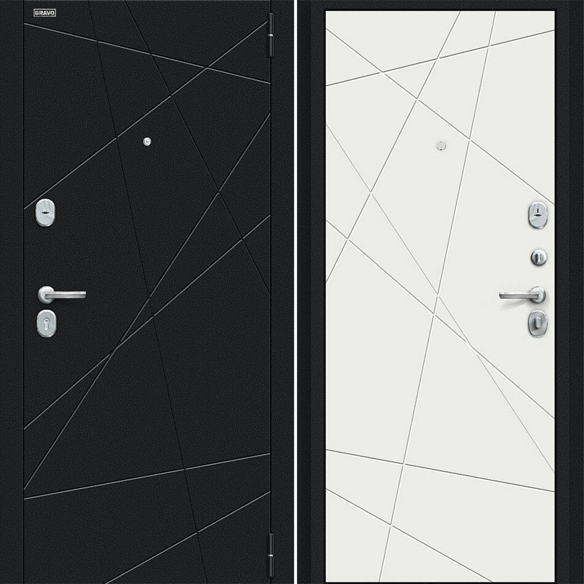 Входная дверь Браво R Граффити-5 Букле черное / Super White