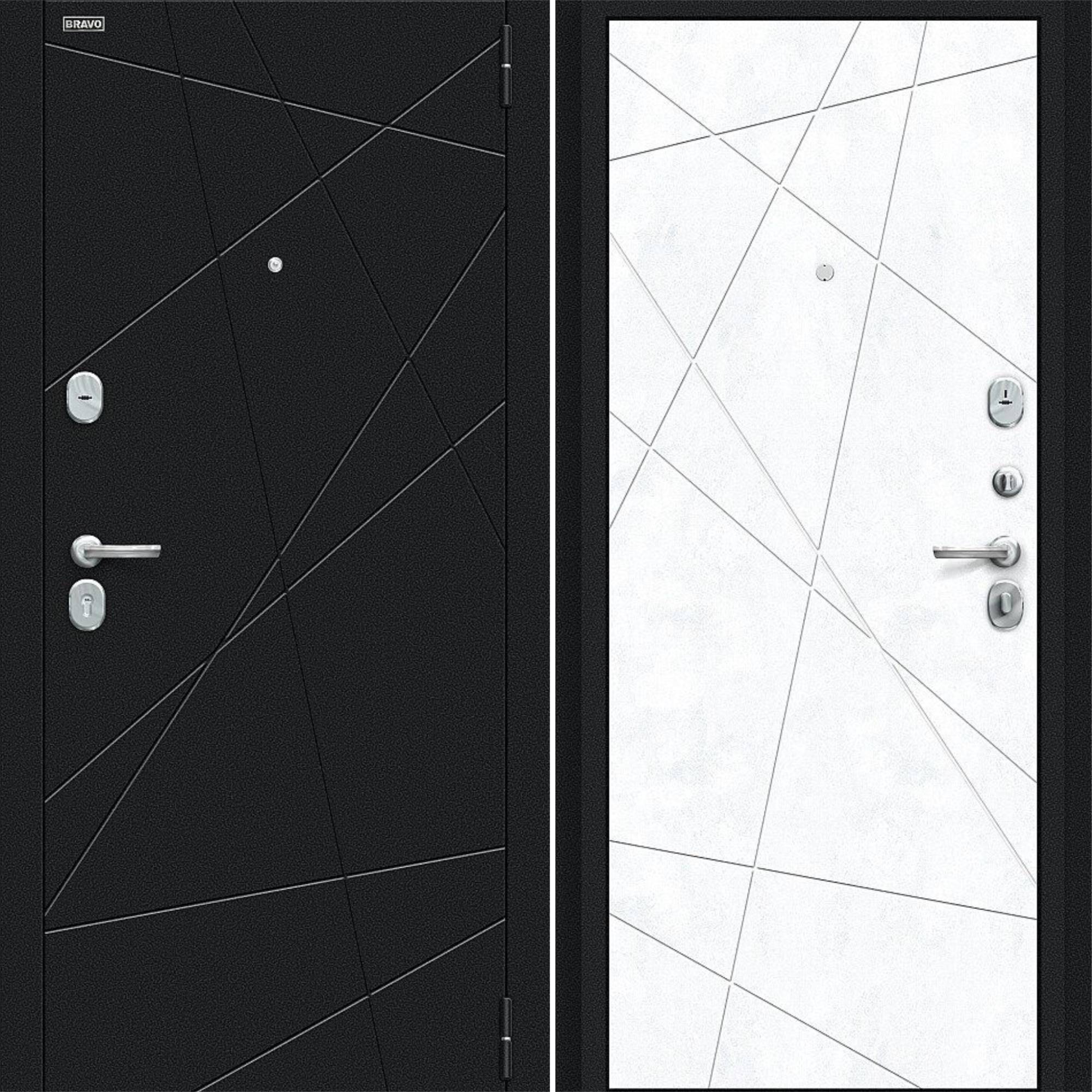 Входная дверь Браво R Граффити-5 Букле черное / Snow Art
