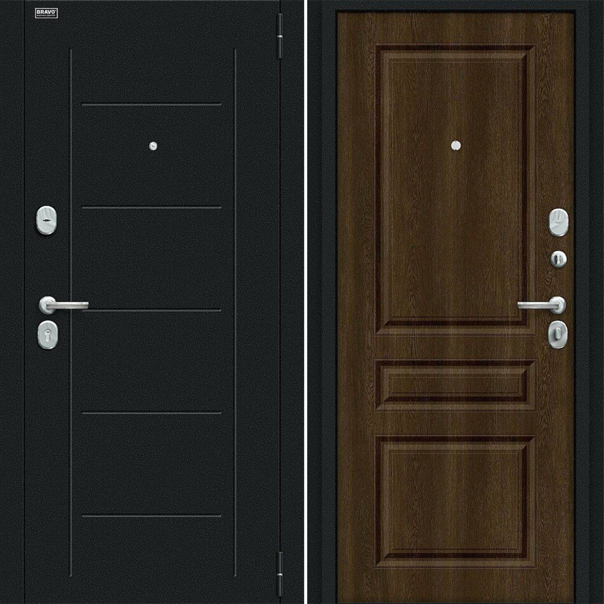 Входная дверь Браво R Пик Букле черное / Dark Barnwood