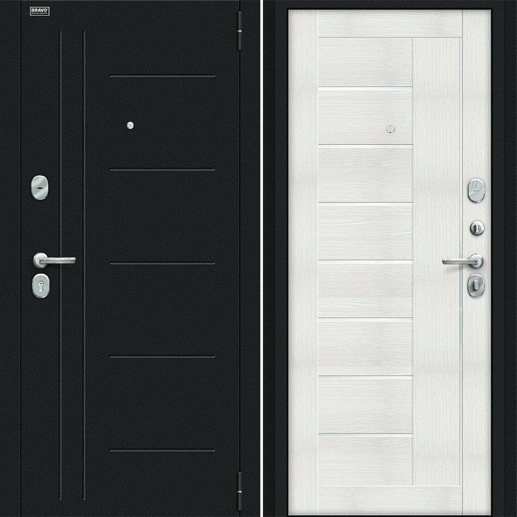 Входная дверь Браво R Проф Букле черное / Bianco Veralinga