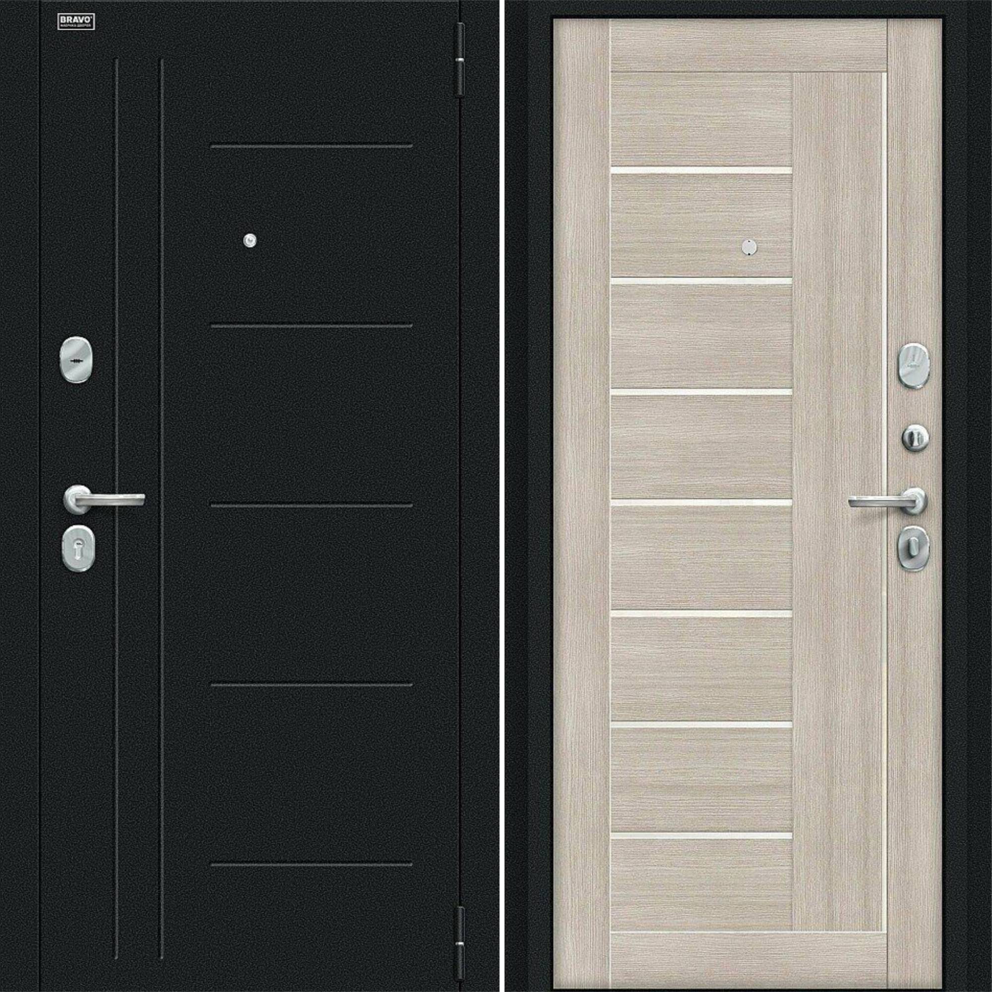 Входная дверь Браво R Проф Букле черное / Cappuccino Veralinga
