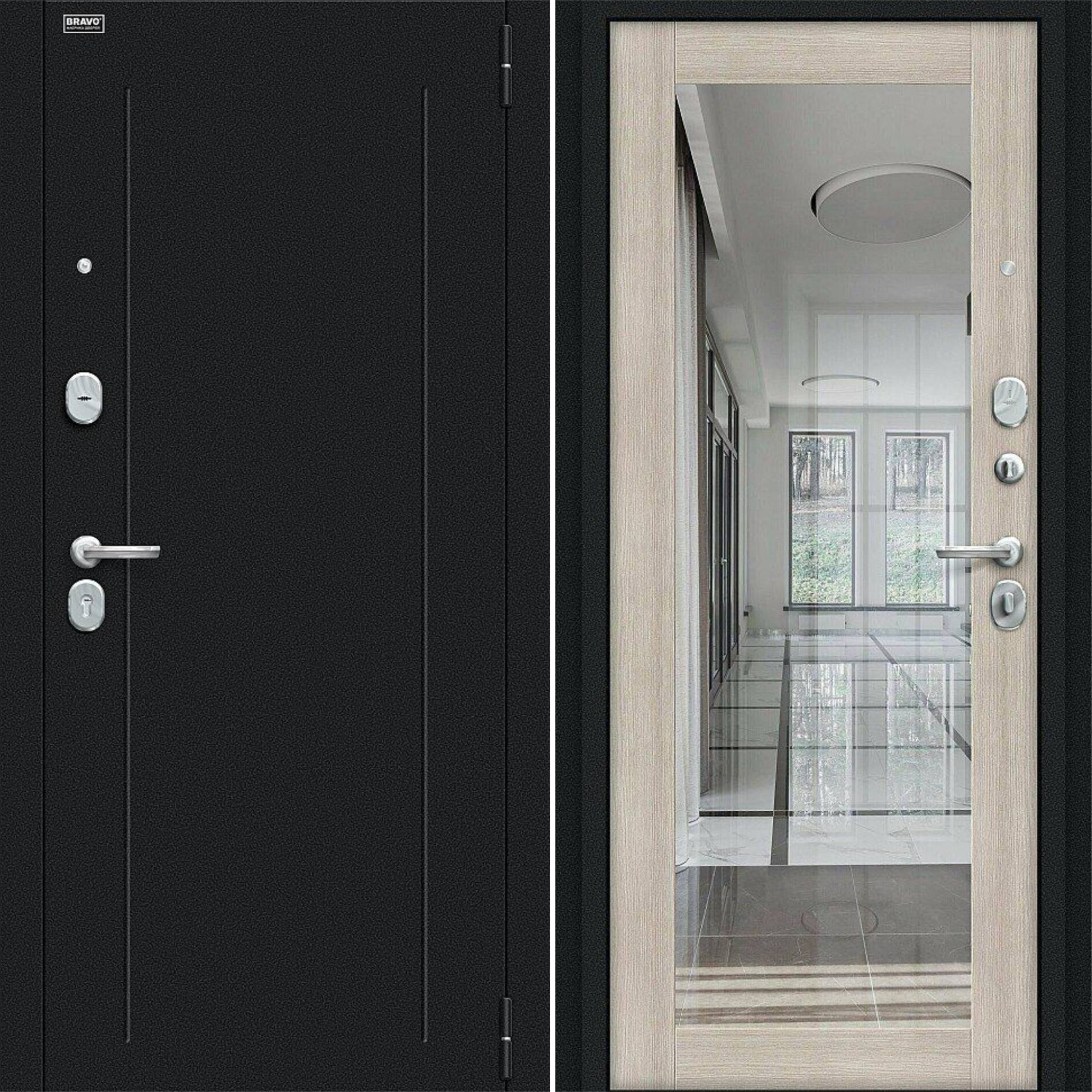 Входная дверь Браво R Флэш Букле черное / Cappuccino Veralinga