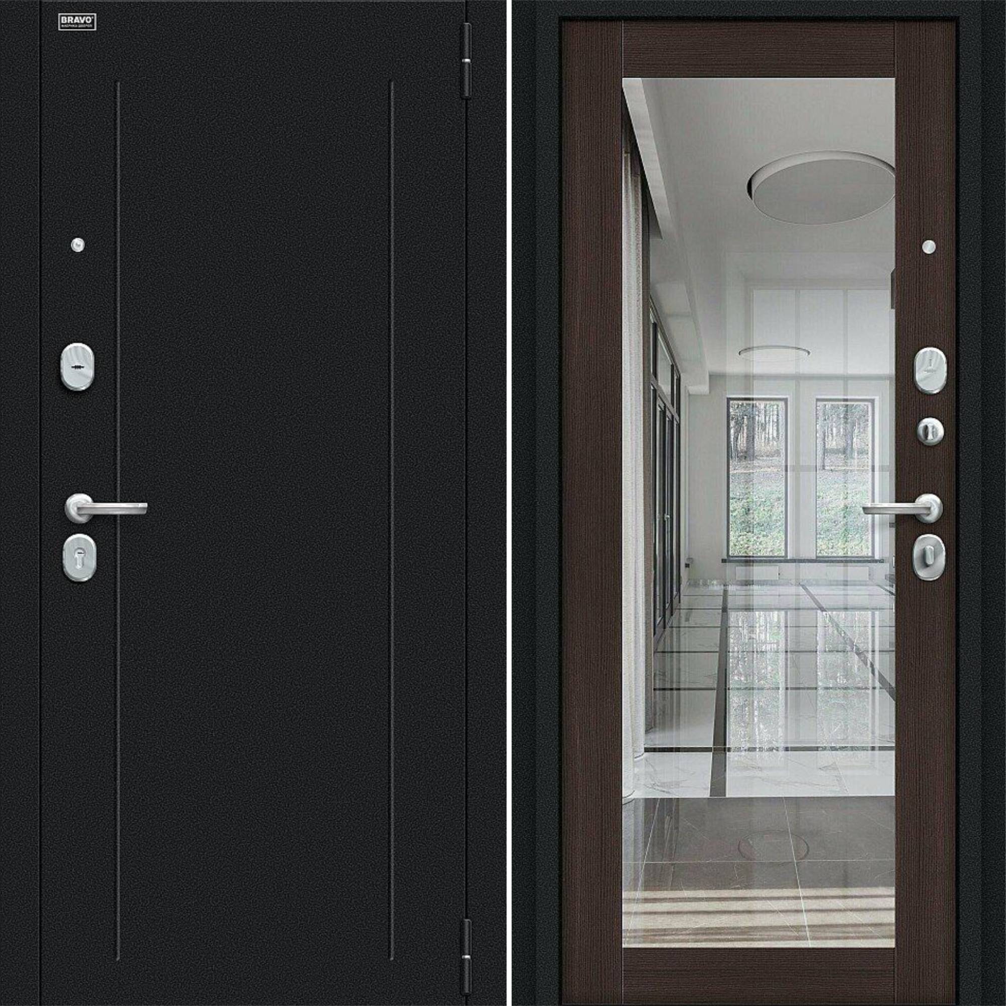 Входная дверь Браво R Флэш Букле черное / Wenge Veralinga
