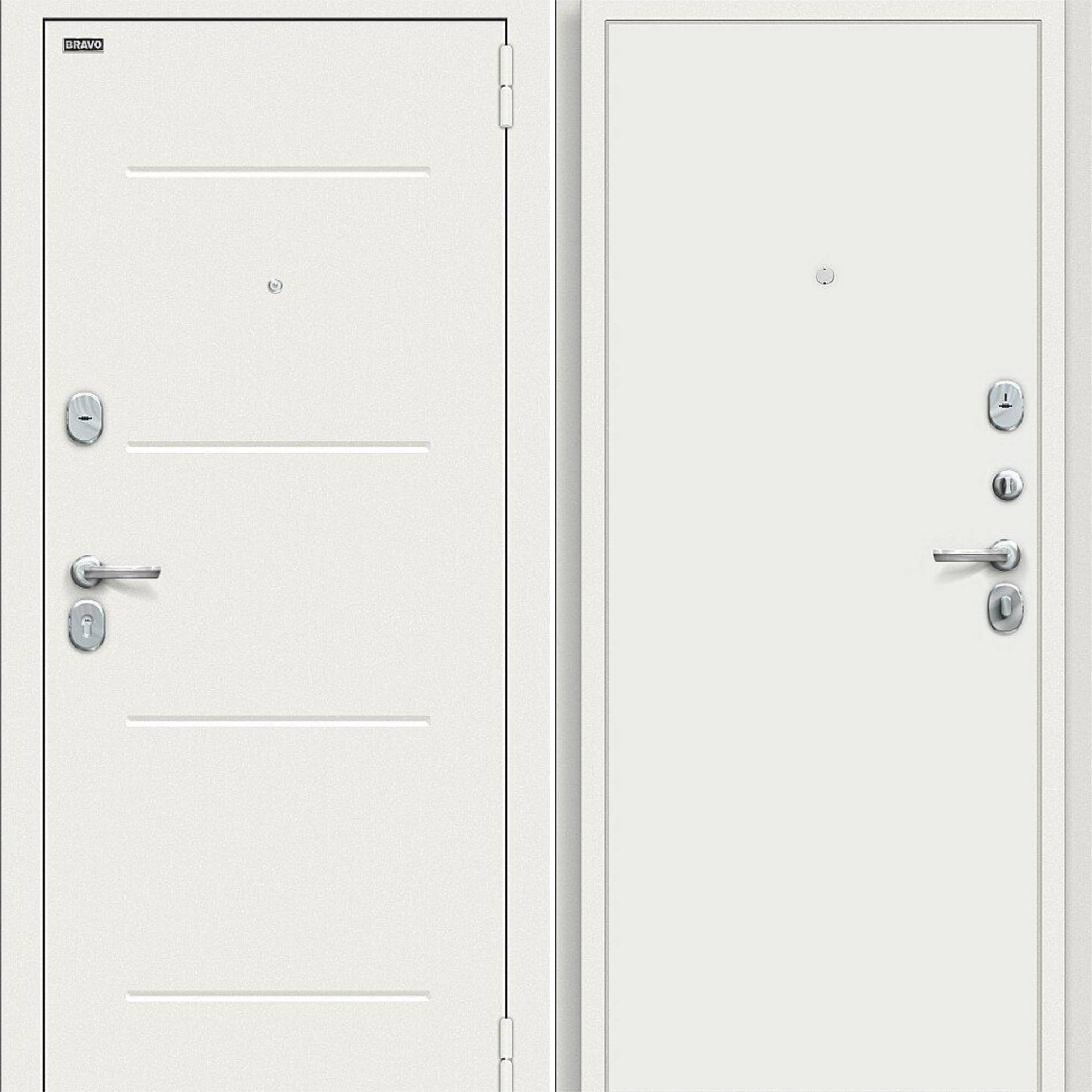 Входная дверь Браво R Аура Kale Шагрень белая / Off-white