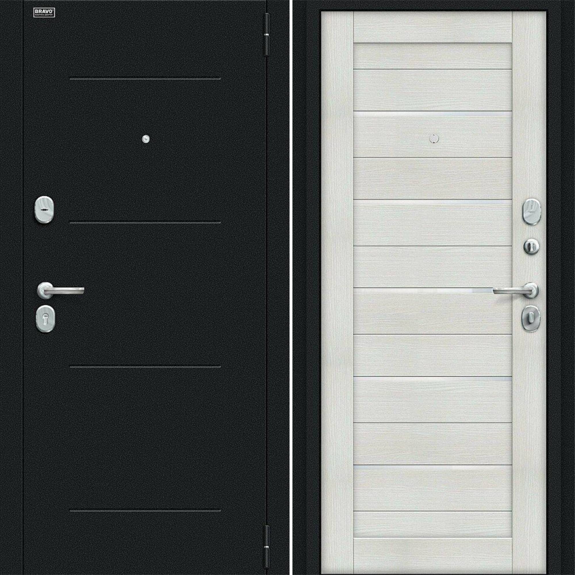 Входная дверь Браво R Техно Kale Букле черное / Bianco Veralinga