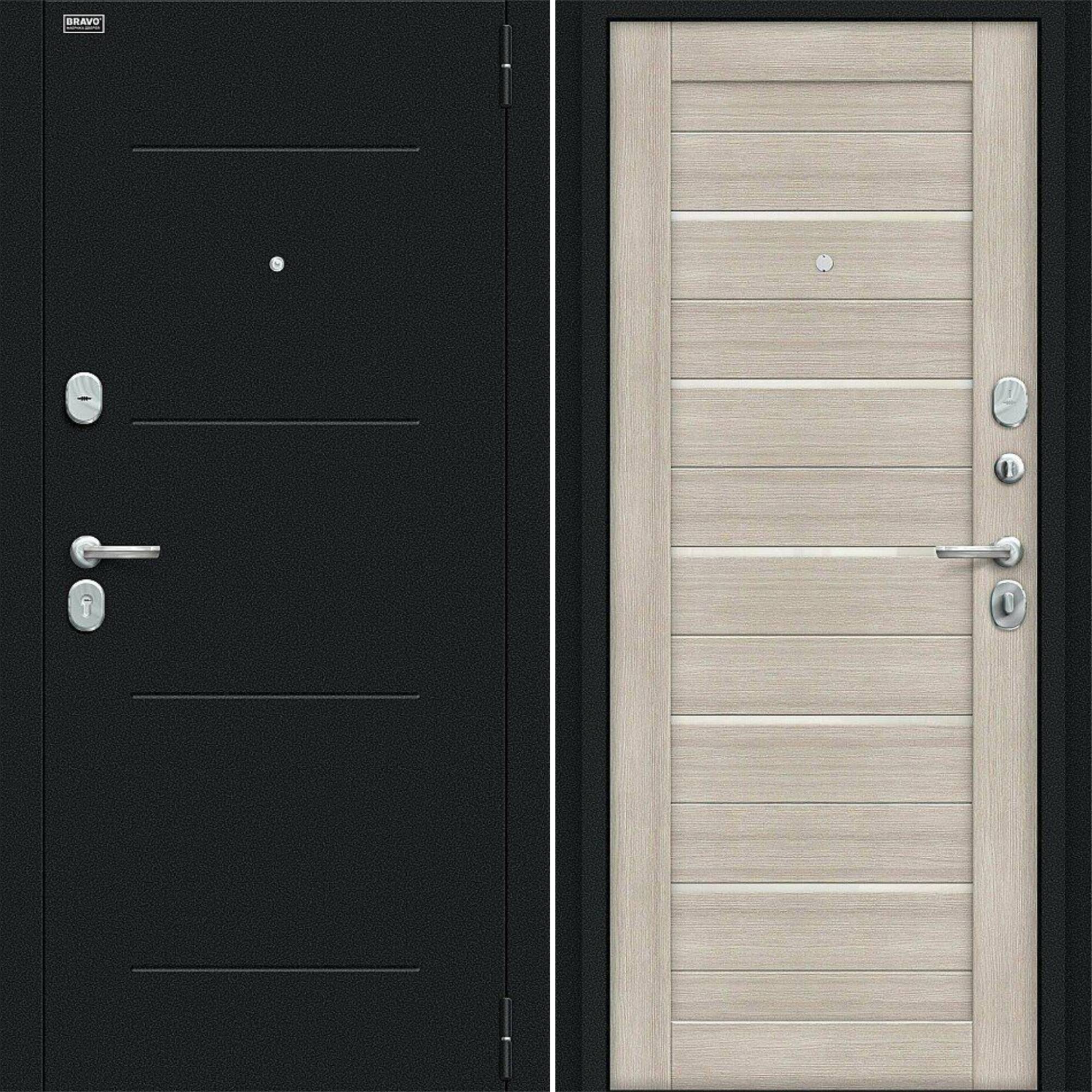 Входная дверь Браво R Техно Kale Букле черное / Cappuccino Veralinga