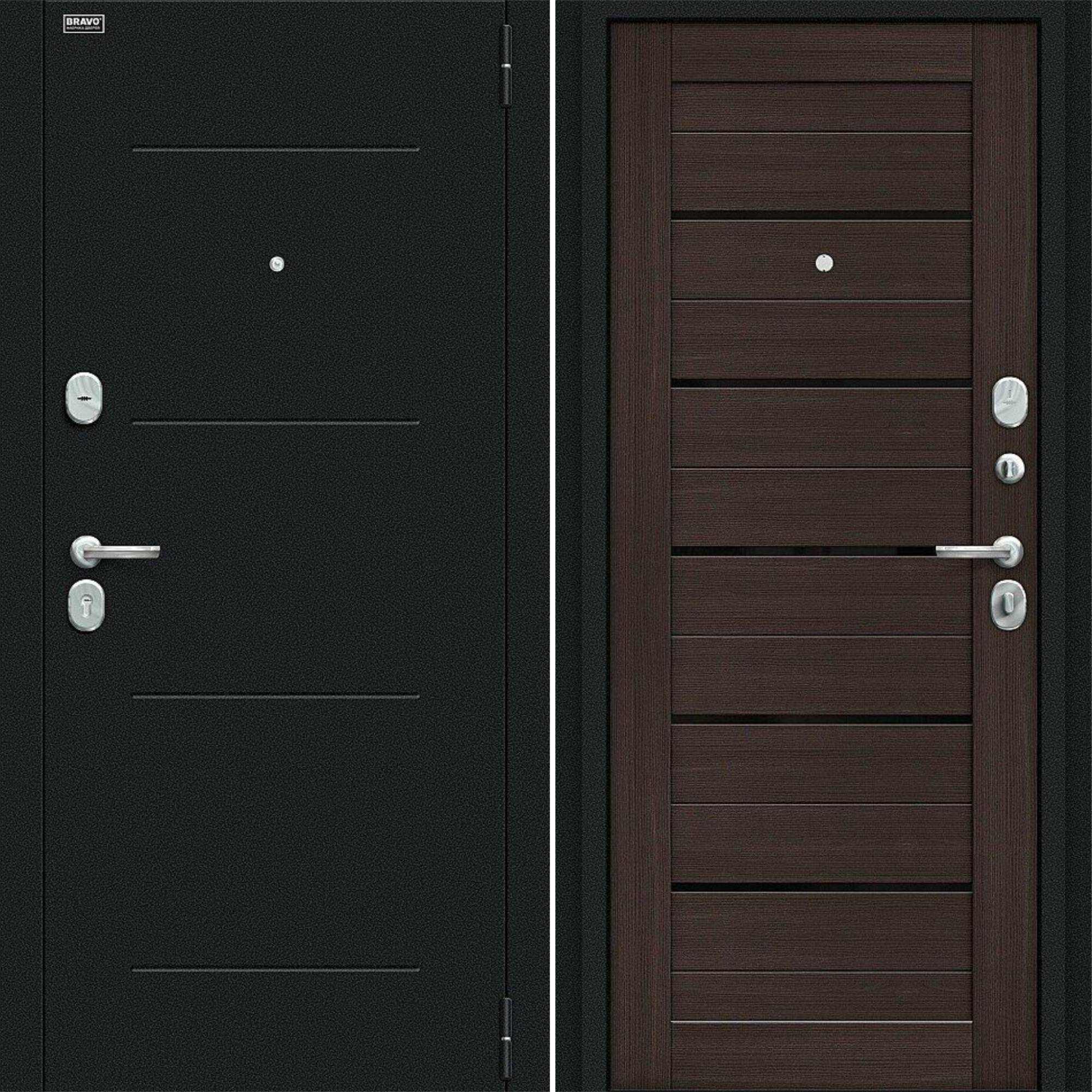 Входная дверь Браво R Техно Kale Букле черное / Wenge Veralinga