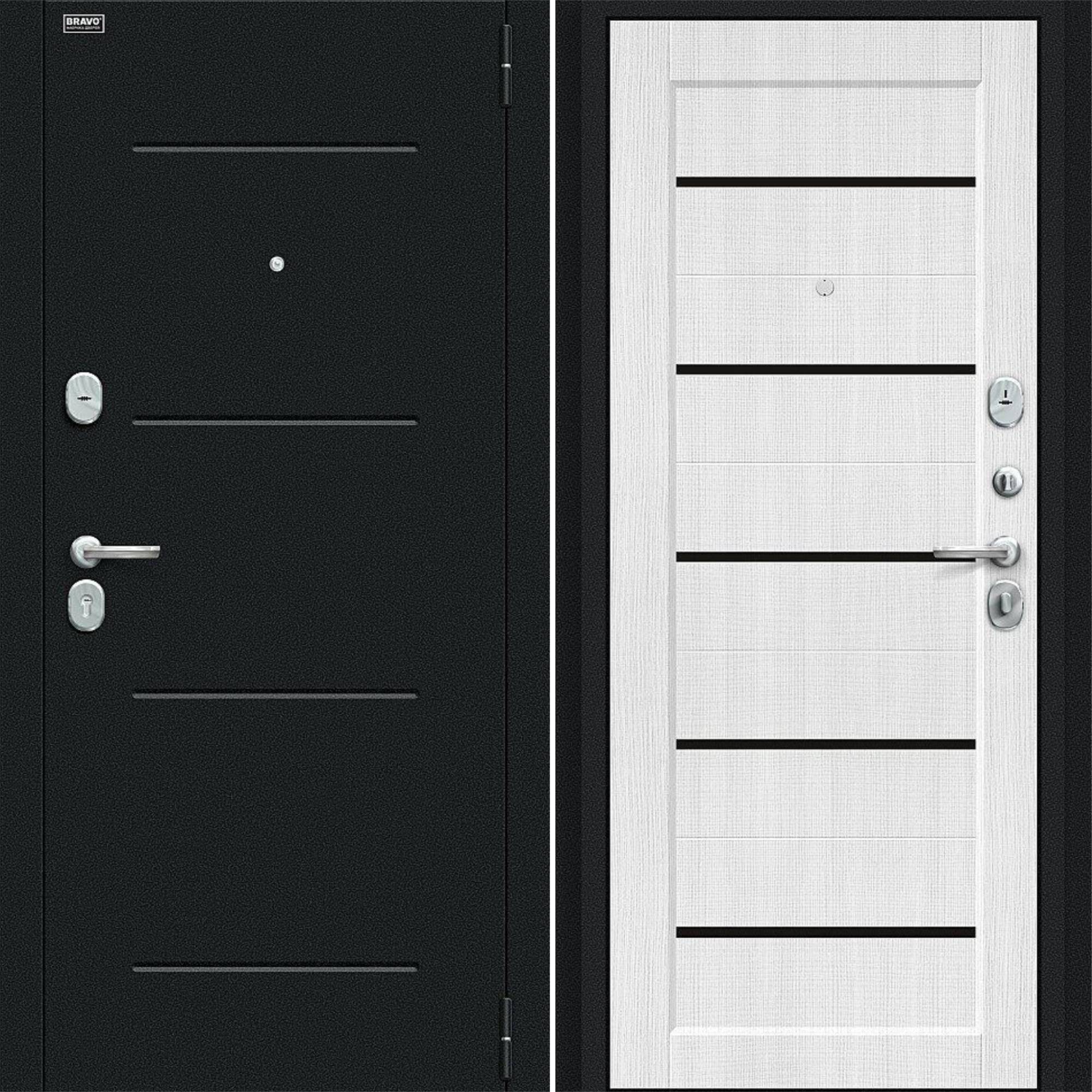 Входная дверь Браво R Борн Букле черное / Snow Melinga