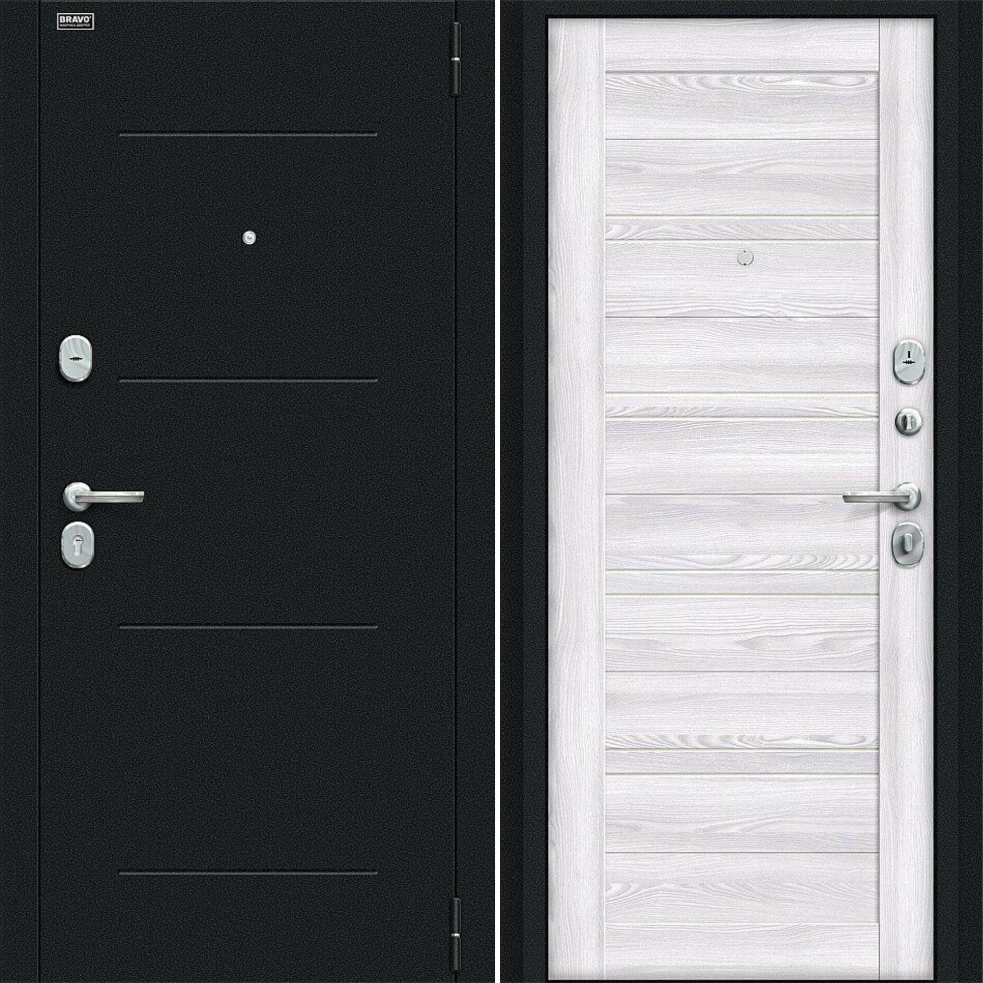 Входная дверь Браво R Сити Kale Букле черное / Riviera Ice