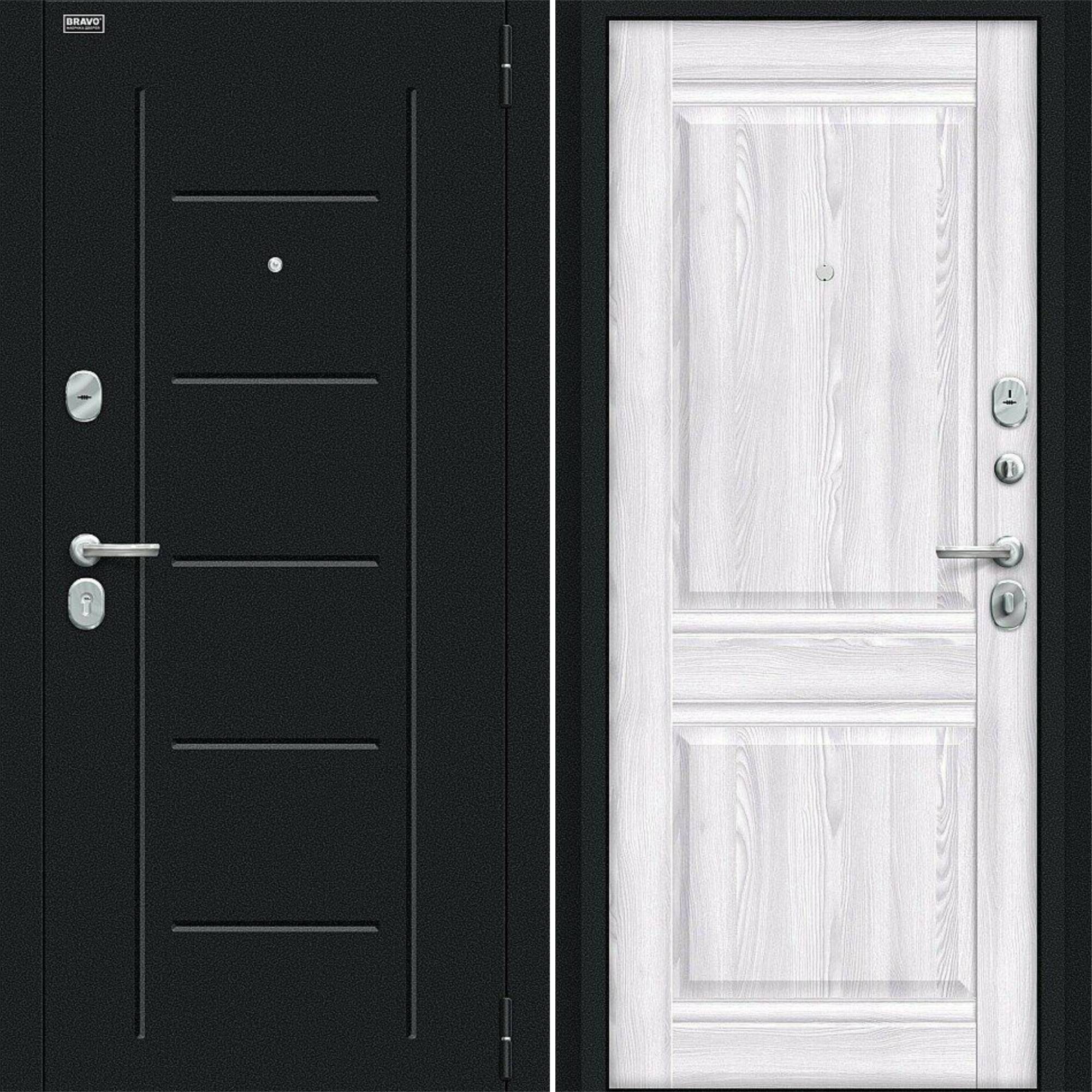 Входная дверь Браво R Некст Kale Букле черное / Riviera Ice