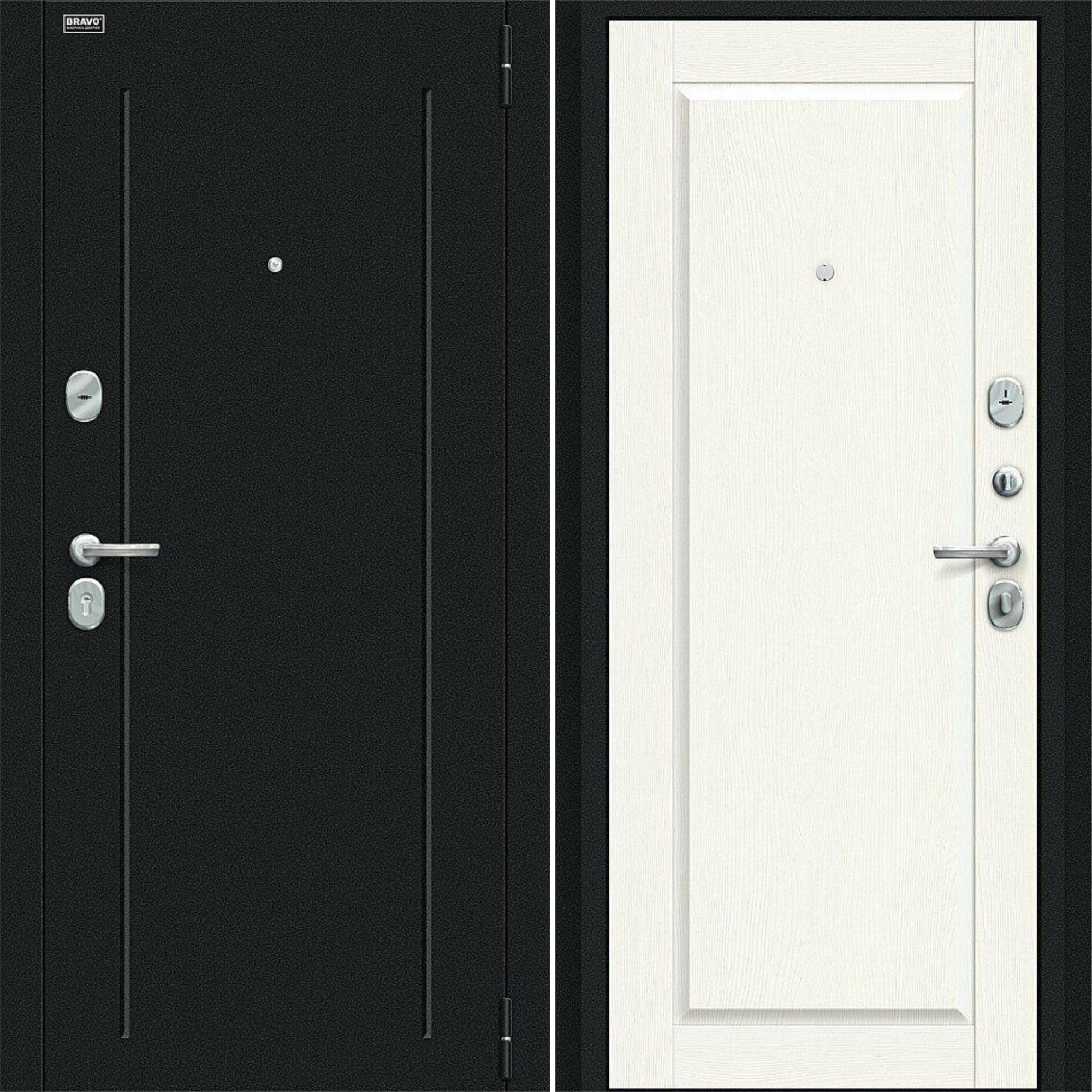 Входная дверь Браво R Сьют Kale Букле черное / White Wood