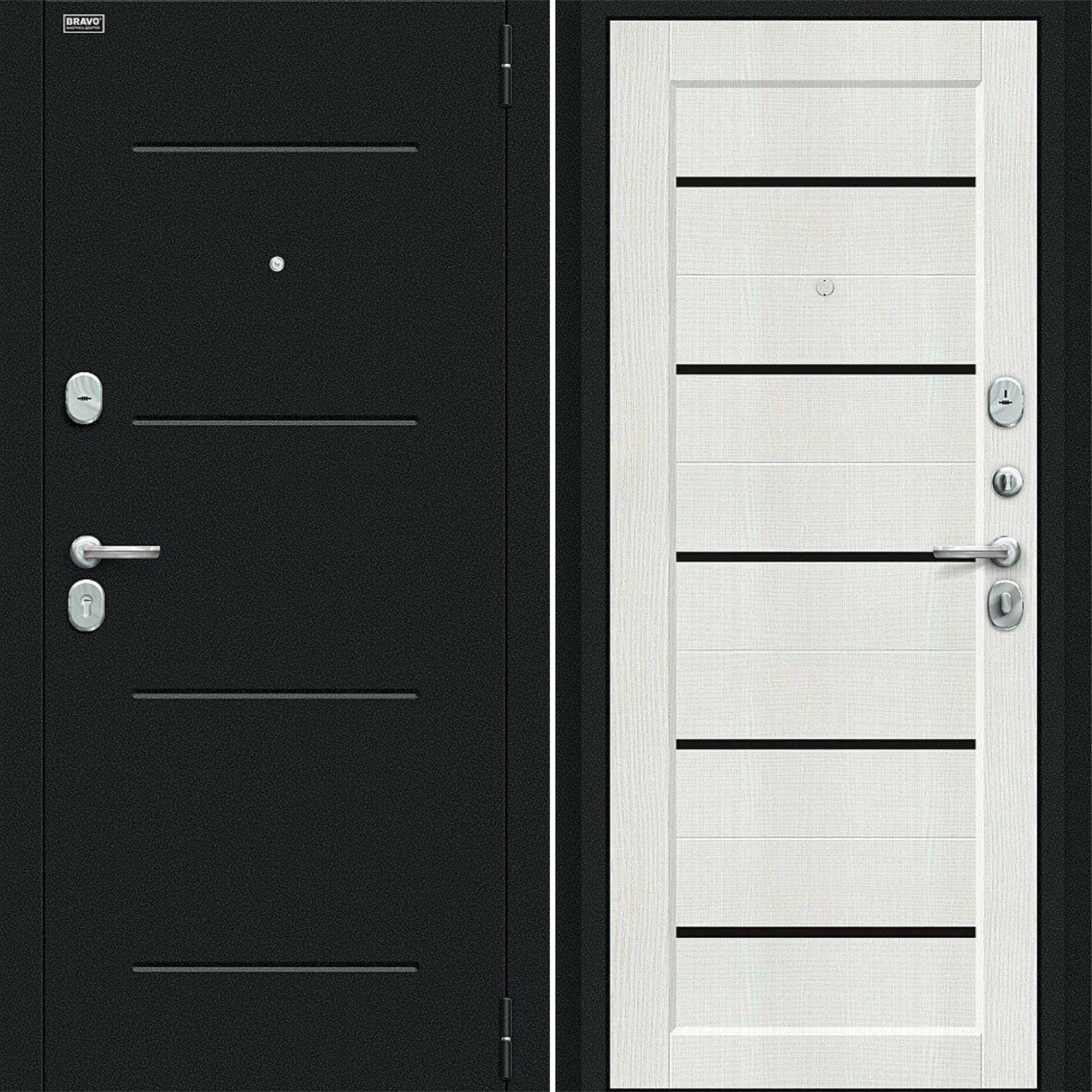 Входная дверь Браво R Борн Букле черное / Bianco Veralinga