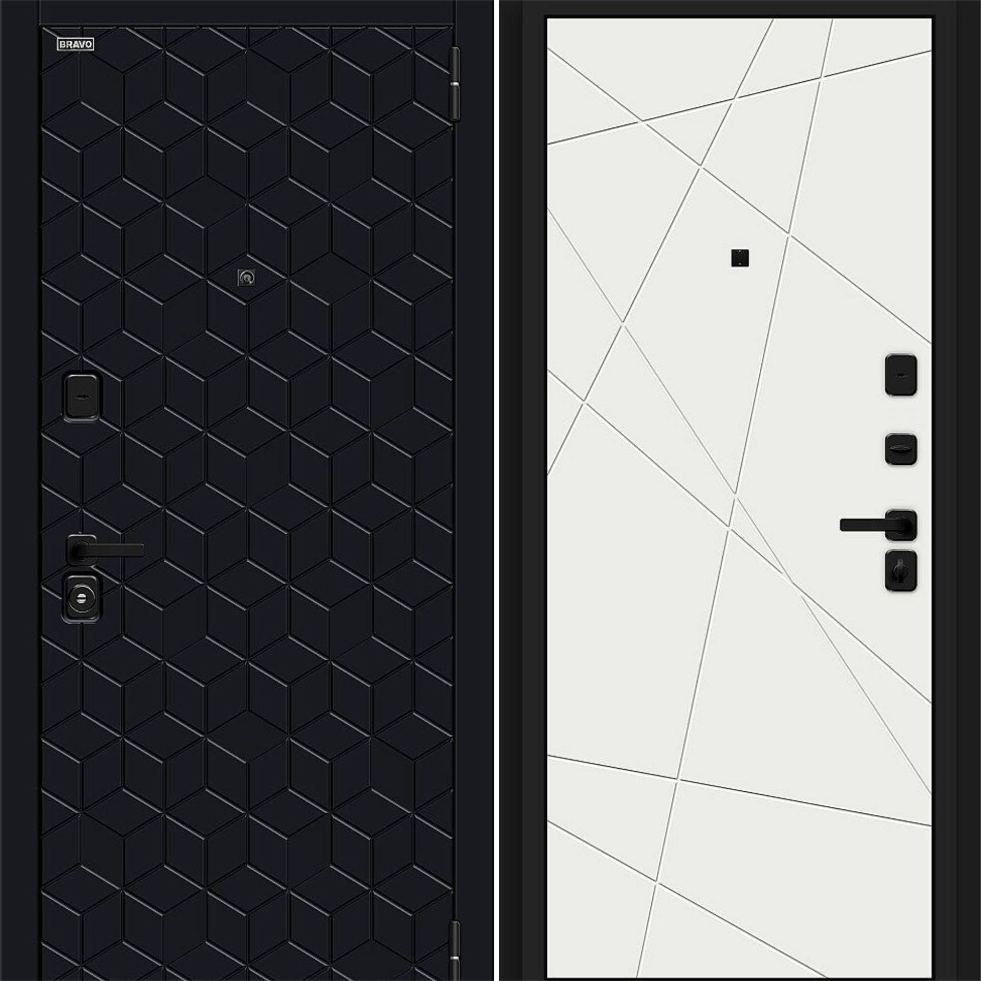 Входная дверь Браво R Кьюб (RBE) Total Black / Super White