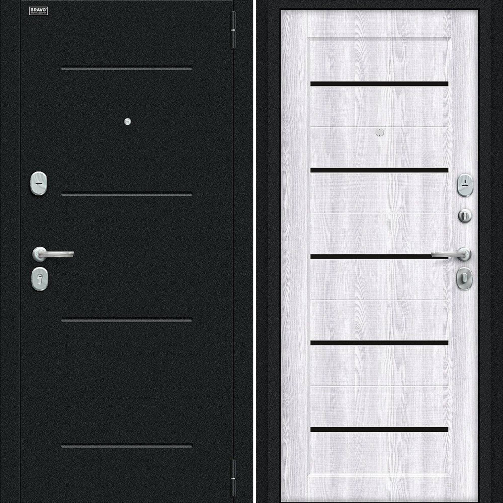 Входная дверь Браво R Борн Букле черное / Riviera Ice