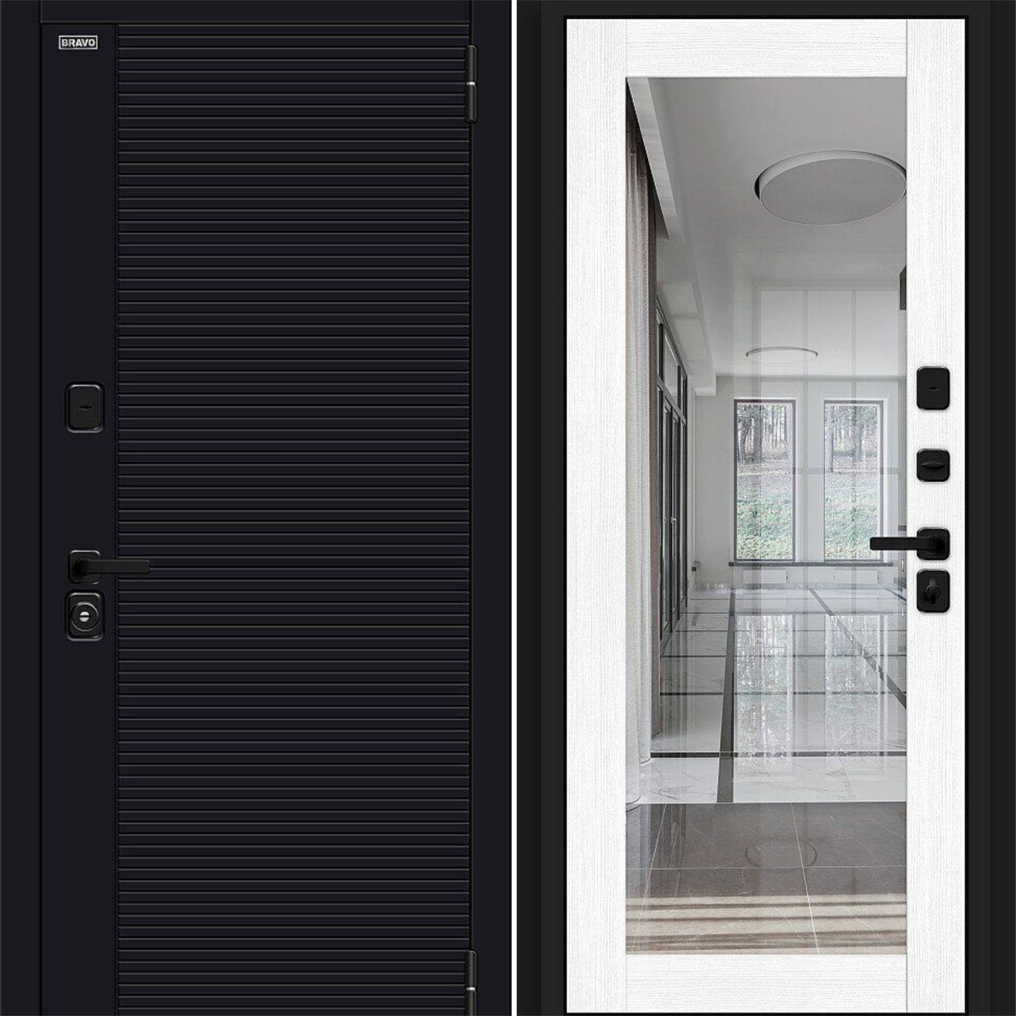 Входная дверь Браво R Джет-3 (RBE) Total Black / Snow Melinga