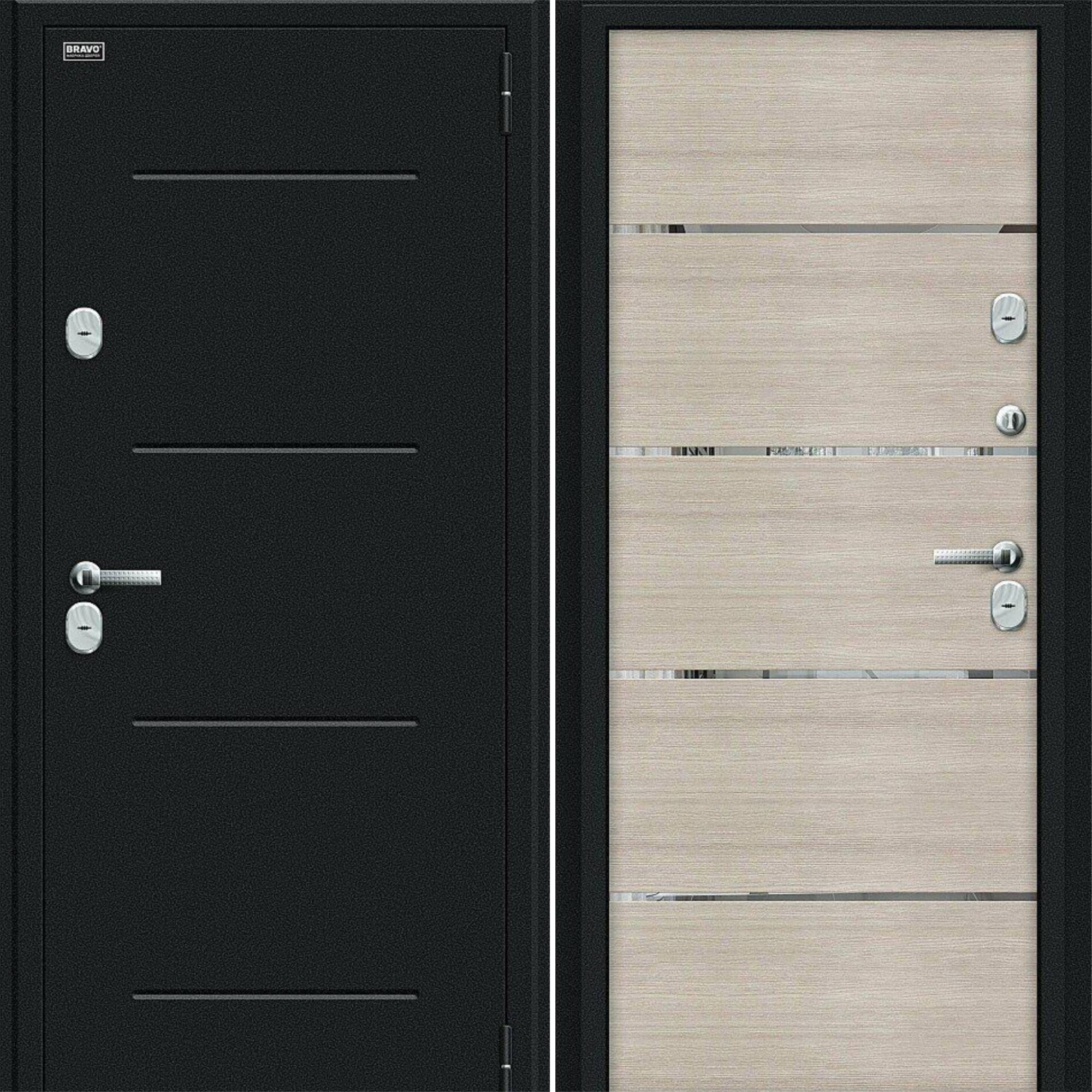 Входные двери Bravo Thermo Лайн Букле черное / Cappuccino Veralinga