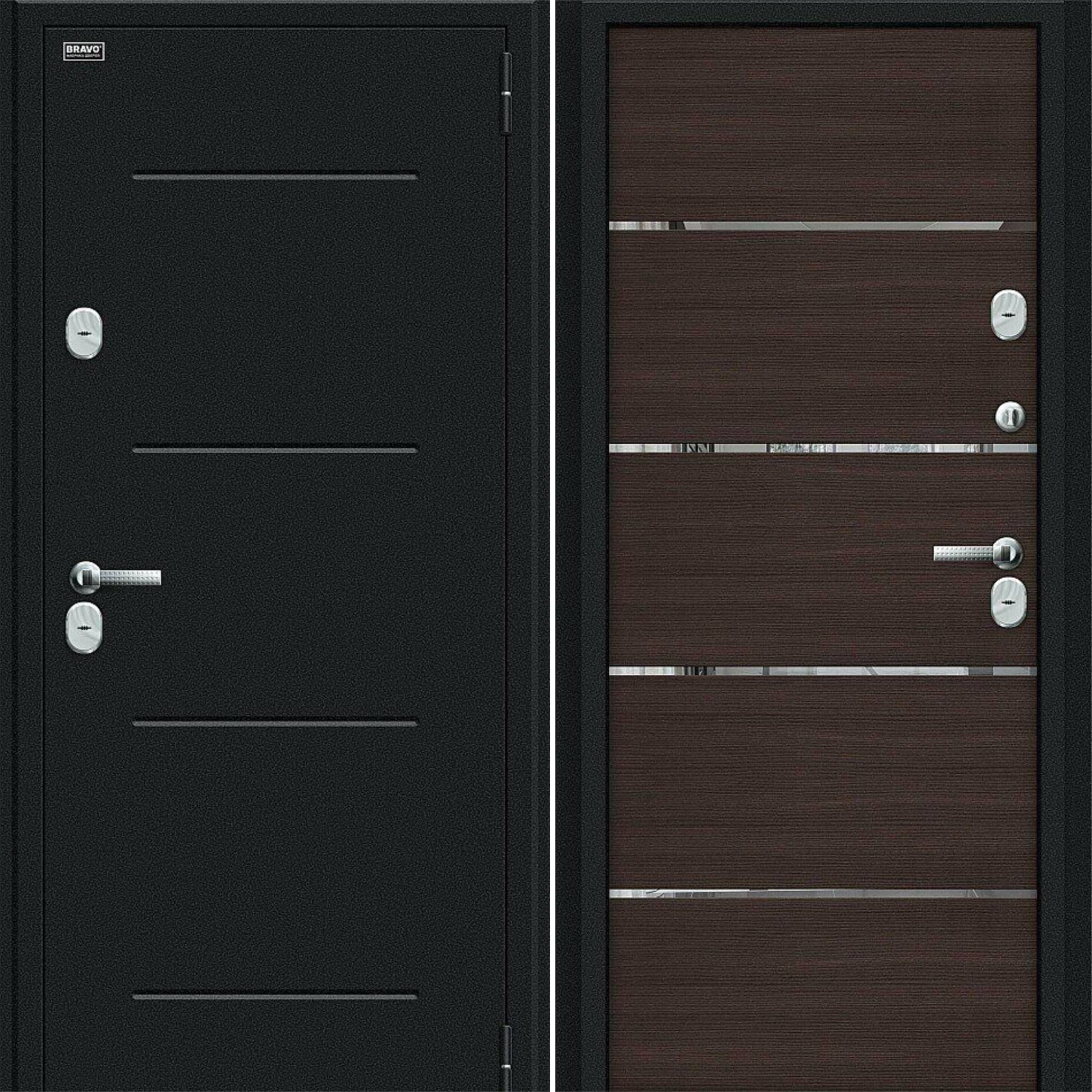 Входные двери Bravo Thermo Лайн Букле черное / Wenge Veralinga