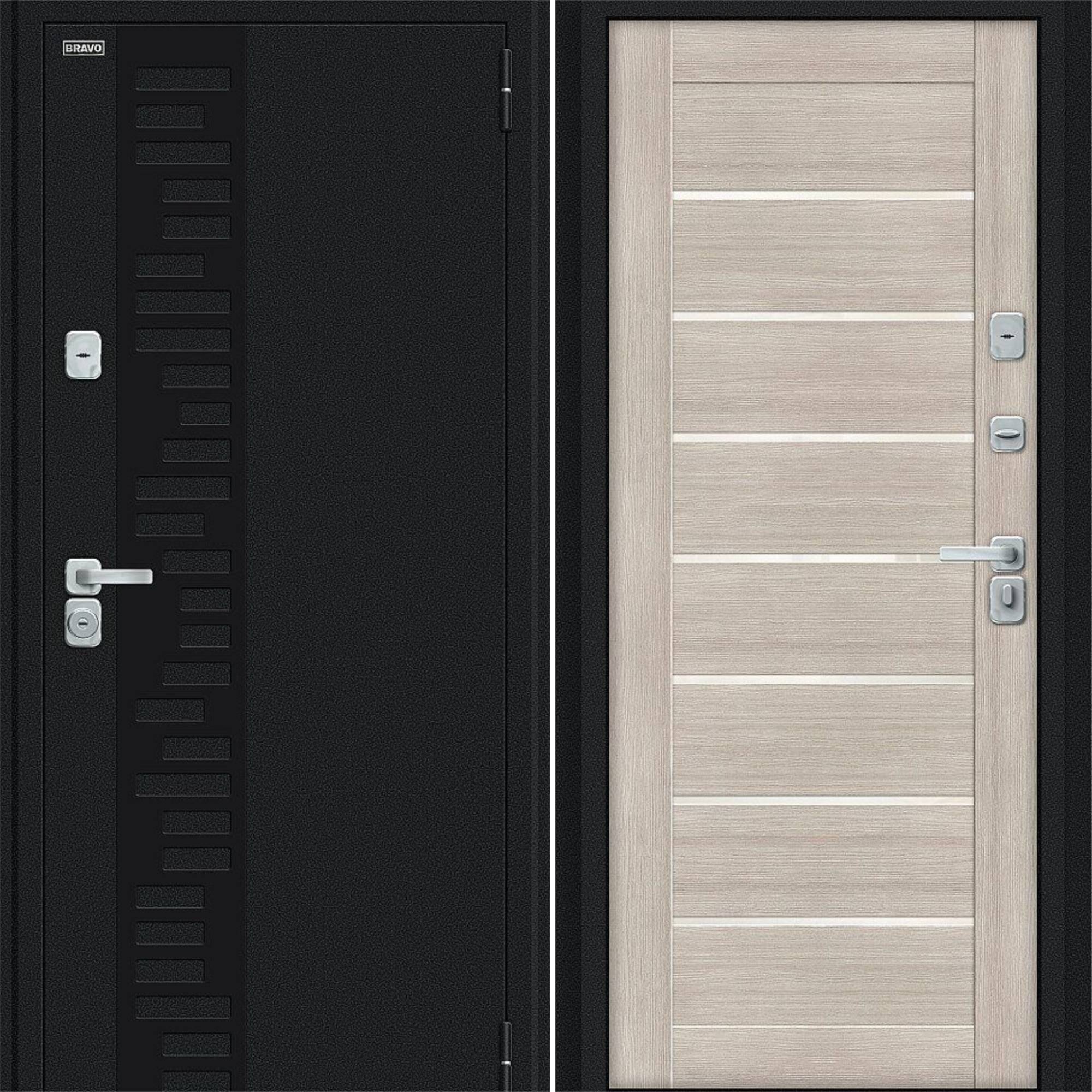 Входные двери Bravo Thermo Техно Декор-2 Букле черное / Cappuccino Veralinga