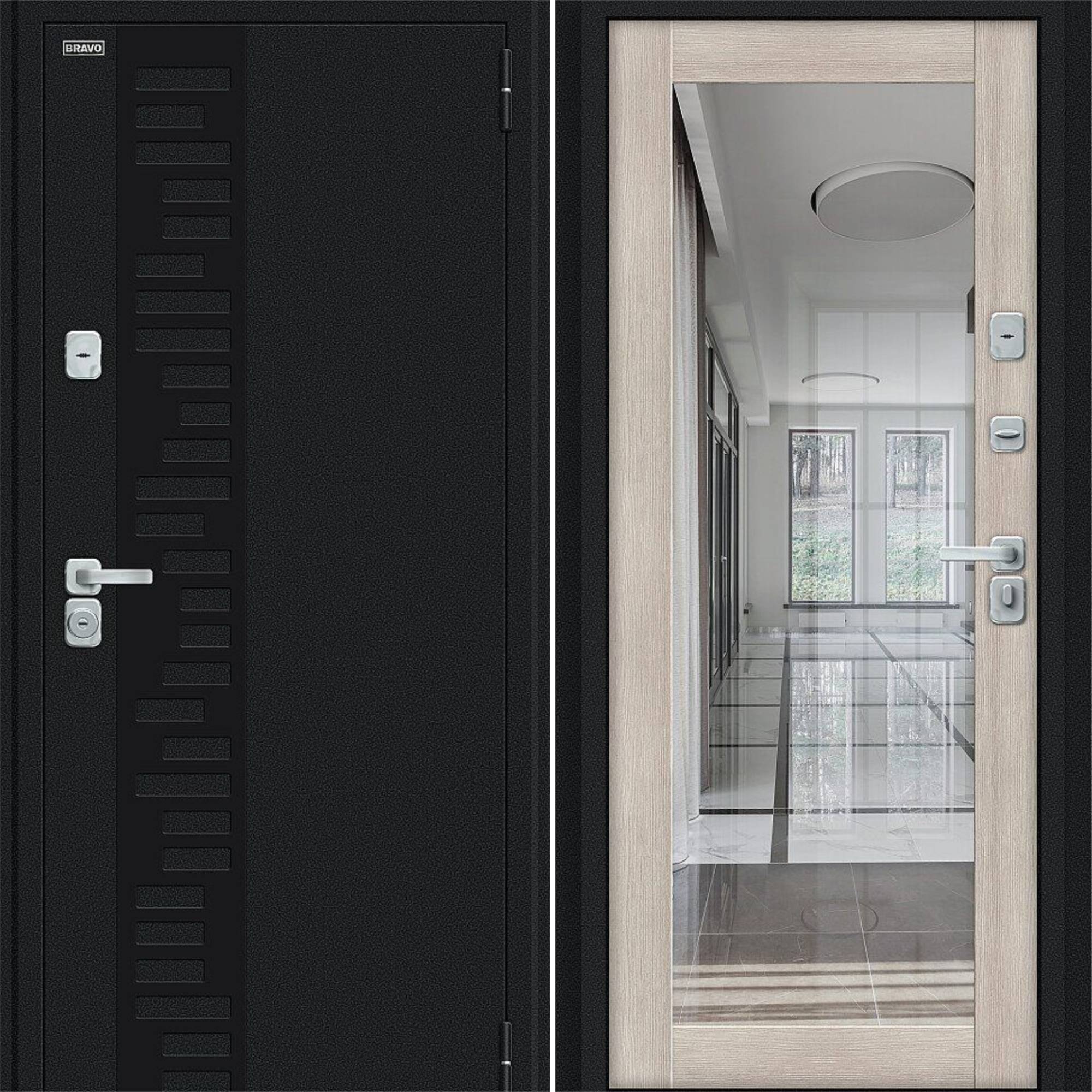Входные двери Bravo Thermo Флэш Декор-2 Букле черное / Cappuccino Veralinga