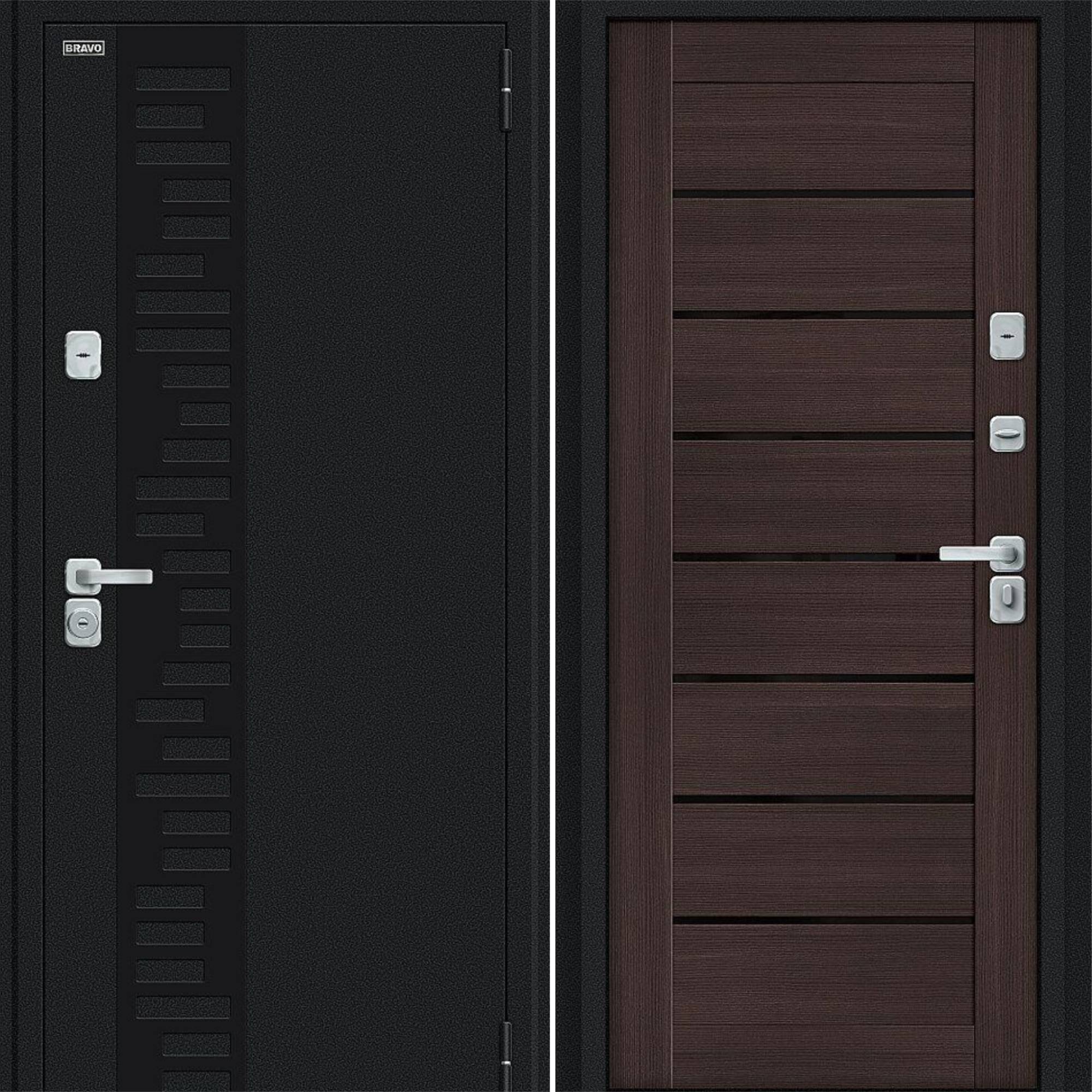 Входные двери Bravo Thermo Техно Декор-2 Букле черное / Wenge Veralinga