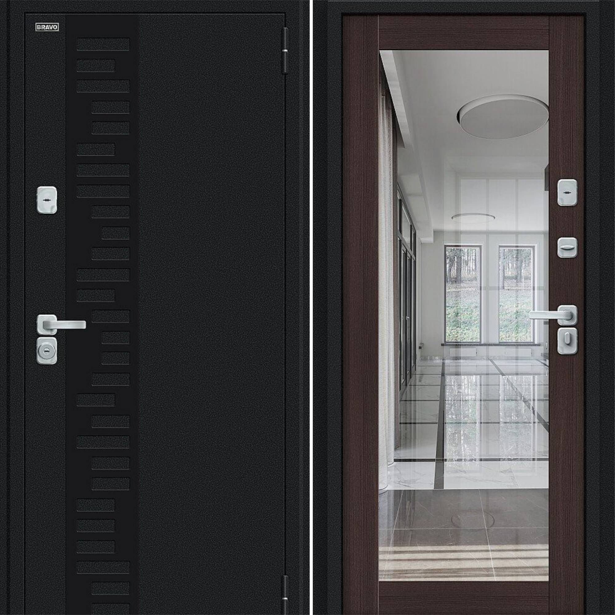 Входные двери Bravo Thermo Флэш Декор-2 Букле черное / Wenge Veralinga