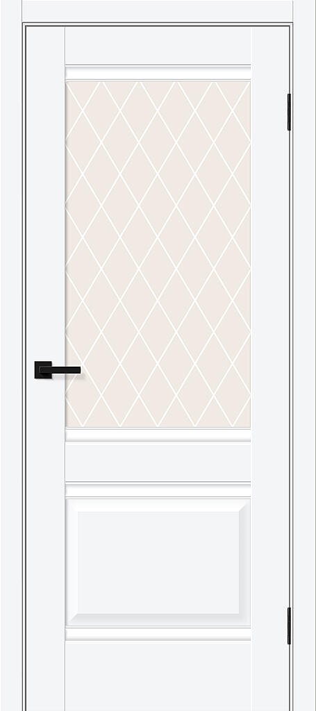 Дверь межкомнатная Браво Прима-3 White Silk / White Crystal