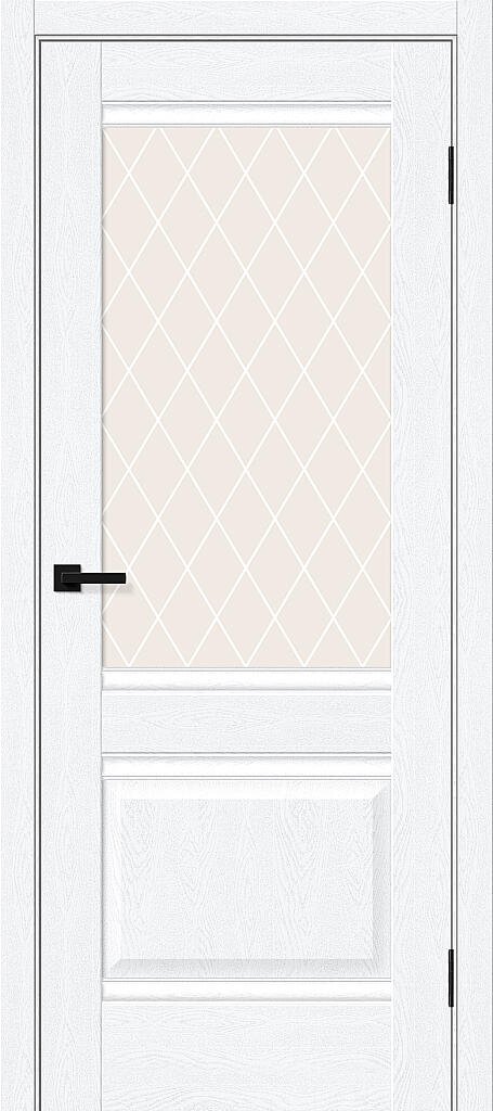 Дверь межкомнатная Браво Прима-3 White Silkwood / White Crystal