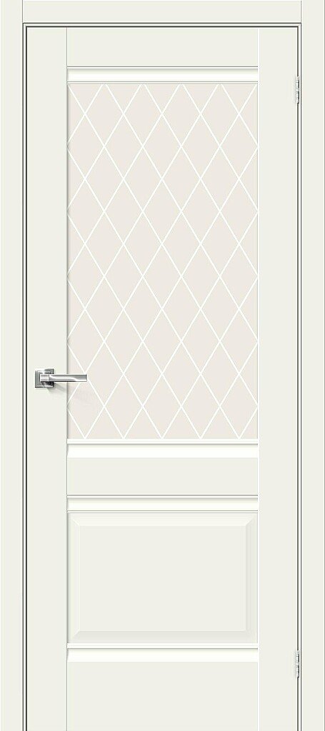 Дверь межкомнатная Браво Прима-3 White Mix / White Сrystal