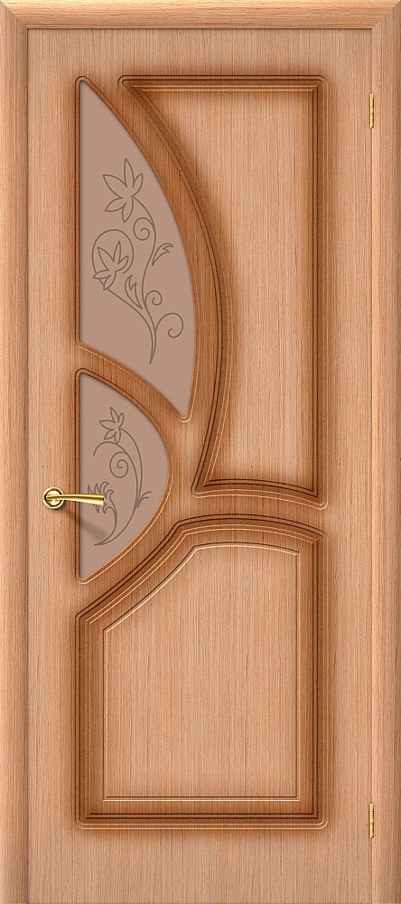 Дверь межкомнатная шпон файн-лайн Браво Стандарт- Греция Ф-01 (Дуб) Со стеклянными вставками 2