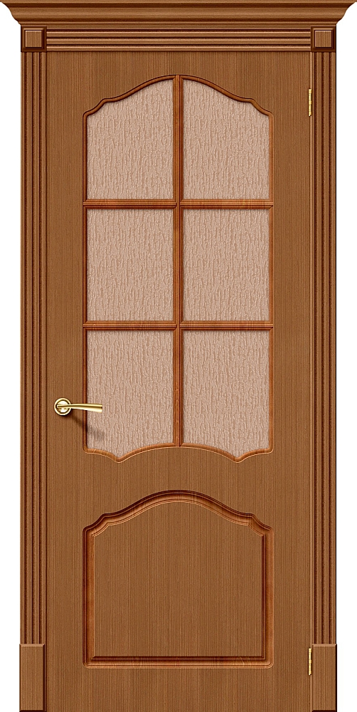 Дверь межкомнатная шпон файн-лайн Браво Стандарт-Каролина Ф-11 (Орех) Остекленная