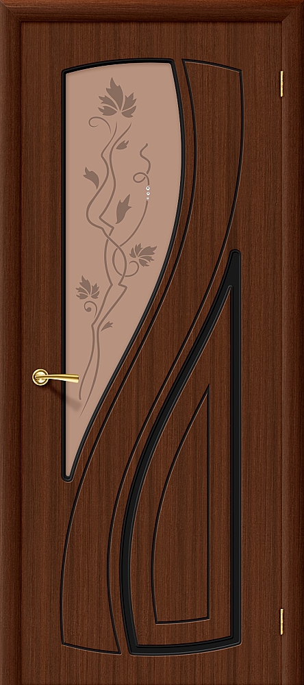 Дверь межкомнатная шпон файн-лайн Браво Стандарт-Лагуна Ф-17 (Шоколад) Остекленная