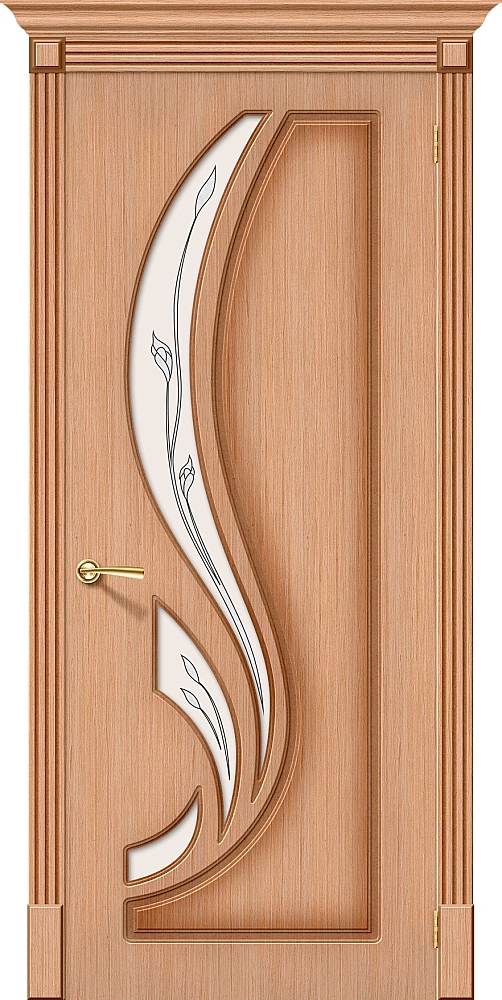 Дверь межкомнатная шпон файн-лайн Браво Стандарт-Лилия Ф-01 (Дуб) Остекленная