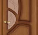 Дверь межкомнатная шпон файн-лайн Браво Стандарт-Греция Ф-11 (Орех) Остекленная 2