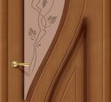 Дверь межкомнатная шпон файн-лайн Браво Стандарт-Лагуна Ф-11 (Орех) Остекленная 