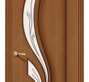 Дверь межкомнатная шпон файн-лайн Браво Стандарт-Лилия Ф-11 (Орех) Остекленная