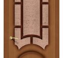 Дверь межкомнатная шпон файн-лайн Браво Стандарт- Соната Ф-11 (Орех) Остекленная