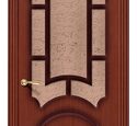Дверь межкомнатная шпон файн-лайн Браво Стандарт- Соната Ф-15 (Макоре) Остекленная