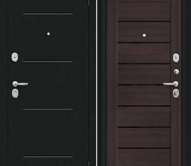 Входная дверь Браво R Техно Букле черное / Wenge Veralinga