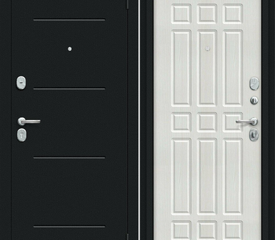 Входная дверь Браво R Мило Букле черное / Bianco Veralinga