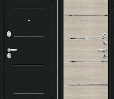 Входная дверь Браво R Лайн Букле черное / Cappuccino Veralinga