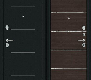 Входная дверь Браво R Лайн Букле черное / Wenge Veralinga