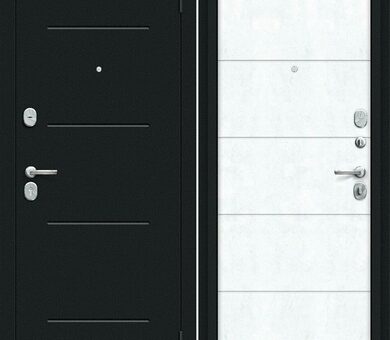 Входная дверь Браво R Граффити-1 Букле черное / Snow Art