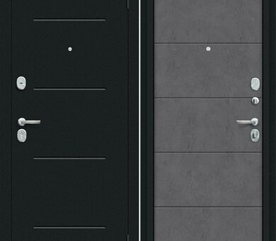 Входная дверь Браво R Граффити-1 Букле черное / Slate Art