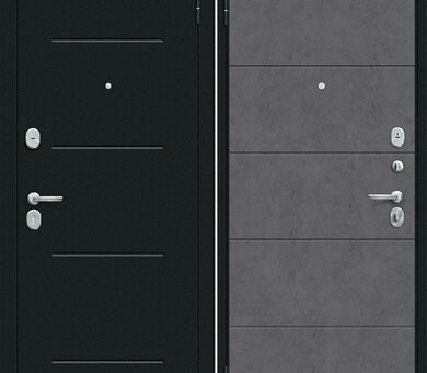 Входная дверь Браво R Граффити-1 Инсайд Букле черное / Slate Art