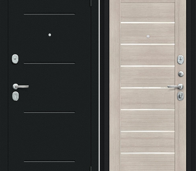 Входная дверь Браво R Техно Букле черное / Cappuccino Veralinga